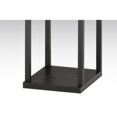 Solid wood column in black with a white cotton shade, measuring 72 inches tall, showcasing a modern design.
