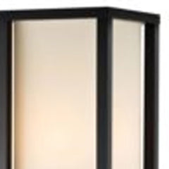 72" black and white solid wood column lamp with a white cotton shade, featuring a sleek and modern design.