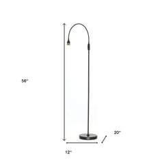 56" Black LED Arched Floor Lamp With Black Drum