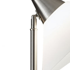 72" Silver floor lamp with a sleek design and a white plastic shade, perfect for modern decor.