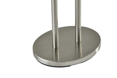Silver metal base of a 62" floor lamp, featuring a sleek oval shape and a smooth finish, designed for stability.