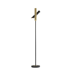 68" Black Metal LED Floor Lamp with a sleek black metal cylinder shade and a modern design, featuring a gold accent.