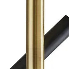 Black Metal LED Floor Lamp with a sleek black metal cylinder shade and a stylish gold accent on the pole.