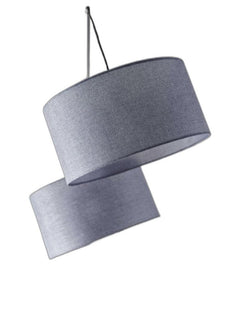 91" Silver Three Light Tree Floor Lamp with two gray linen drum shades, featuring a modern design and sleek finish.