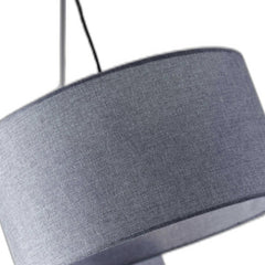 91" Silver Three Light Tree Floor Lamp With Gray Linen Drum Shade