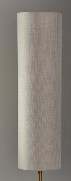 59" Brass Column With Beige Fabric Shade