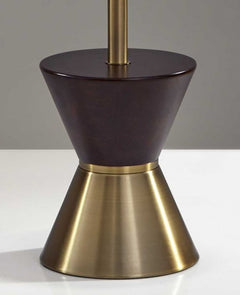 59" Brass Column With Beige Fabric Shade