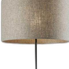 63" Beige And Black Floor Lamp With Beige Fabric Drum Shade