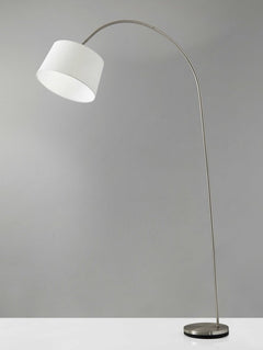 83" Silver Arc Floor Lamp With White Linen Empire Shade