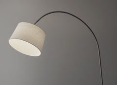 83" Silver Arc Floor Lamp With White Linen Empire Shade