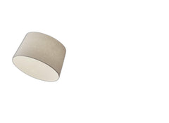 Silver arc floor lamp with a white linen empire shade, showcasing a modern design and elegant finish.