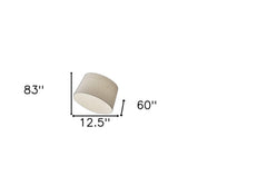 83" Silver Arc Floor Lamp with a white linen empire shade, featuring a sleek design and elegant dimensions.