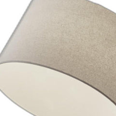 Close-up of the white linen empire shade of the 83" Silver Arc Floor Lamp by Wellnesslifeclub74.