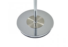 Sleek silver lamp base with a round design, featuring a brushed metal accent and a smooth surface.