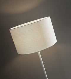 60" white floor lamp featuring a white fabric drum shade, elegantly designed for modern home decor.
