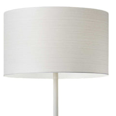 60" white floor lamp featuring a white fabric drum shade, ideal for modern and minimalist decor.