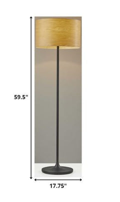 60" White Floor Lamp With White Fabric Drum Shade