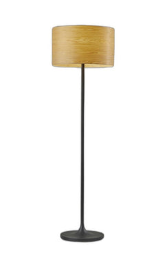 60" White Floor Lamp With White Fabric Drum Shade
