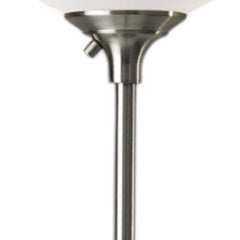 71" Silver Metal Torchiere Floor Lamp featuring a sleek design with a white bowl shade for ambient lighting.