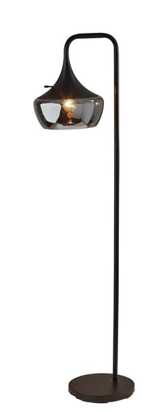 64" black task floor lamp featuring a sleek design with a black glass bowl shade and a sturdy base. Ideal for modern decor.