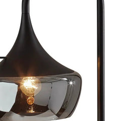 64" Black Task Floor Lamp featuring a sleek design with a black glass bowl shade and visible light bulb. Ideal for modern dec