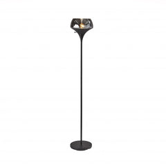 70" black floor lamp with a sleek design and black glass shade, featuring a modern aesthetic for stylish lighting.