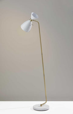 59" Gold and White Task Floor Lamp featuring a white metal cone shade and a sleek gold base, ideal for modern decor.