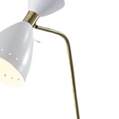 59" Gold and White Task Floor Lamp featuring a white metal cone shade and a sleek gold base. Modern design for any space.