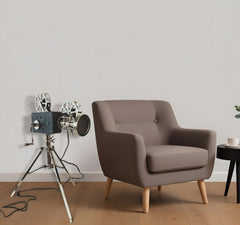 36" Black And Silver Tripod Floor Lamp With Metal Novelty Shade