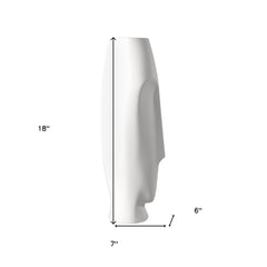 Set of two ceramic white cylinder table vases, 18 inches tall, 6 inches wide, and 7 inches deep, featuring a sleek design.
