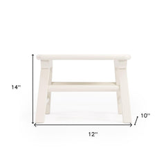 10" White Solid Wood Step Stool