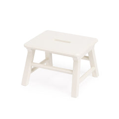 10-inch white solid wood step stool, front view showing full height and classic white finish