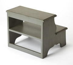 Handcrafted silver satin step stool – rear view showing structural joinery and finish consistency