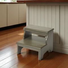 18" Handcrafted Silver Satin Step Stool – Decorative & Functional, 15"H x 18"W