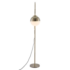 69" Bronze Steel Floor Lamp with a globe shade featuring a bronze steel finish and a white glass bottom.