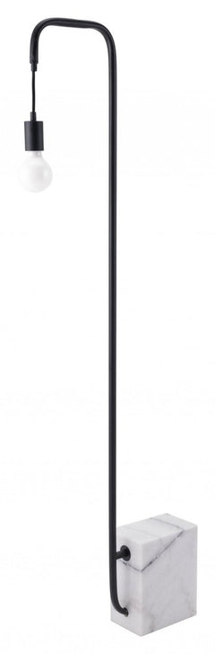 59" Black and White Steel LED Floor Lamp featuring a sleek black metal frame and a white marble base.