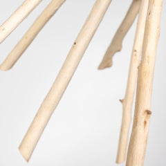 Wood and Metal Starburst Six Bulb Hanging Light featuring natural wood branches in a starburst design.