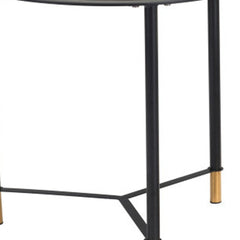 Set of Two White and Black Faux Marble And Glass And Steel Round Bunching Coffee Tables