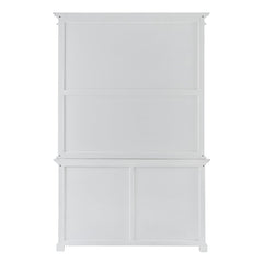 White Solid Wood Adjustable Two Tier Bookcase with a simple design featuring two spacious shelves and a clean finish.