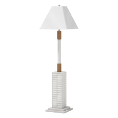 63" White Polyresin Floor Lamp With White Linen Shade