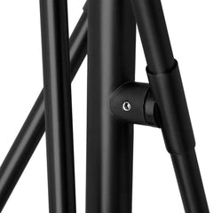 Close-up of the 84" Black LED Floor Lamp with White, showcasing the sleek black metal frame and adjustable joint detail.