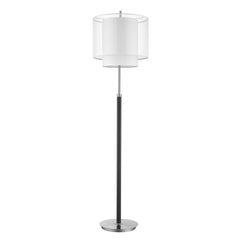 62" Floor Lamp with a sleek black base and a white fabric drum shade, offering modern elegance for any room.