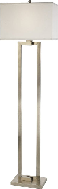 61" Metal Floor Lamp with a sleek silver frame and a white fabric shade, featuring a modern geometric design.