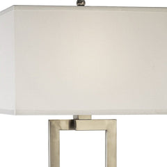 61" Metal Floor Lamp with a sleek silver base and a white fabric shade, ideal for modern home decor.