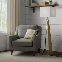 60" Floor Lamp With White Fabric Novelty Shade