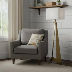 60" Floor Lamp With White Fabric Novelty Shade