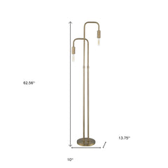63" Two Light Torchiere Floor Lamp with a sleek design, featuring two adjustable light fixtures and a round base.