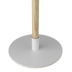 55" Brown and White Reading Floor Lamp with a wooden pole and a round white base for stability and style.