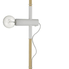 55" Brown and White Reading Floor Lamp featuring a minimalist design with a wooden pole and a clear bulb holder.