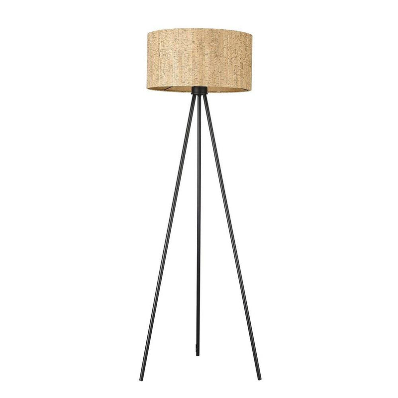 A 58-inch brown and black tripod floor lamp featuring a brown shade.